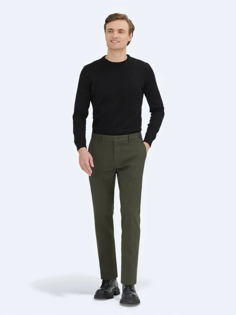 Kip Light Green Weaving Regular Fit Casual Cotton Blended Trousers - Image 1